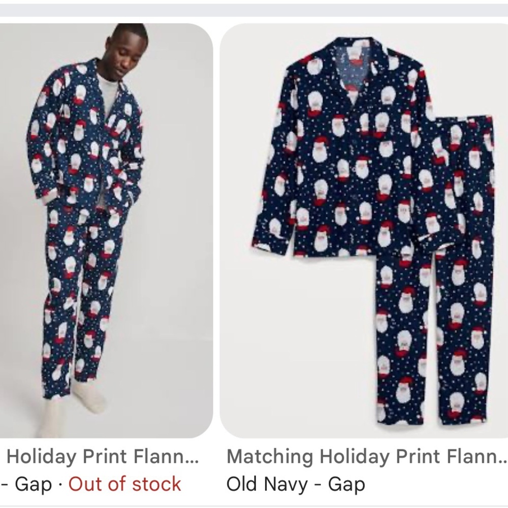 Old Navy NWT M Men’s Holiday Santa Print Flannel Pajamas